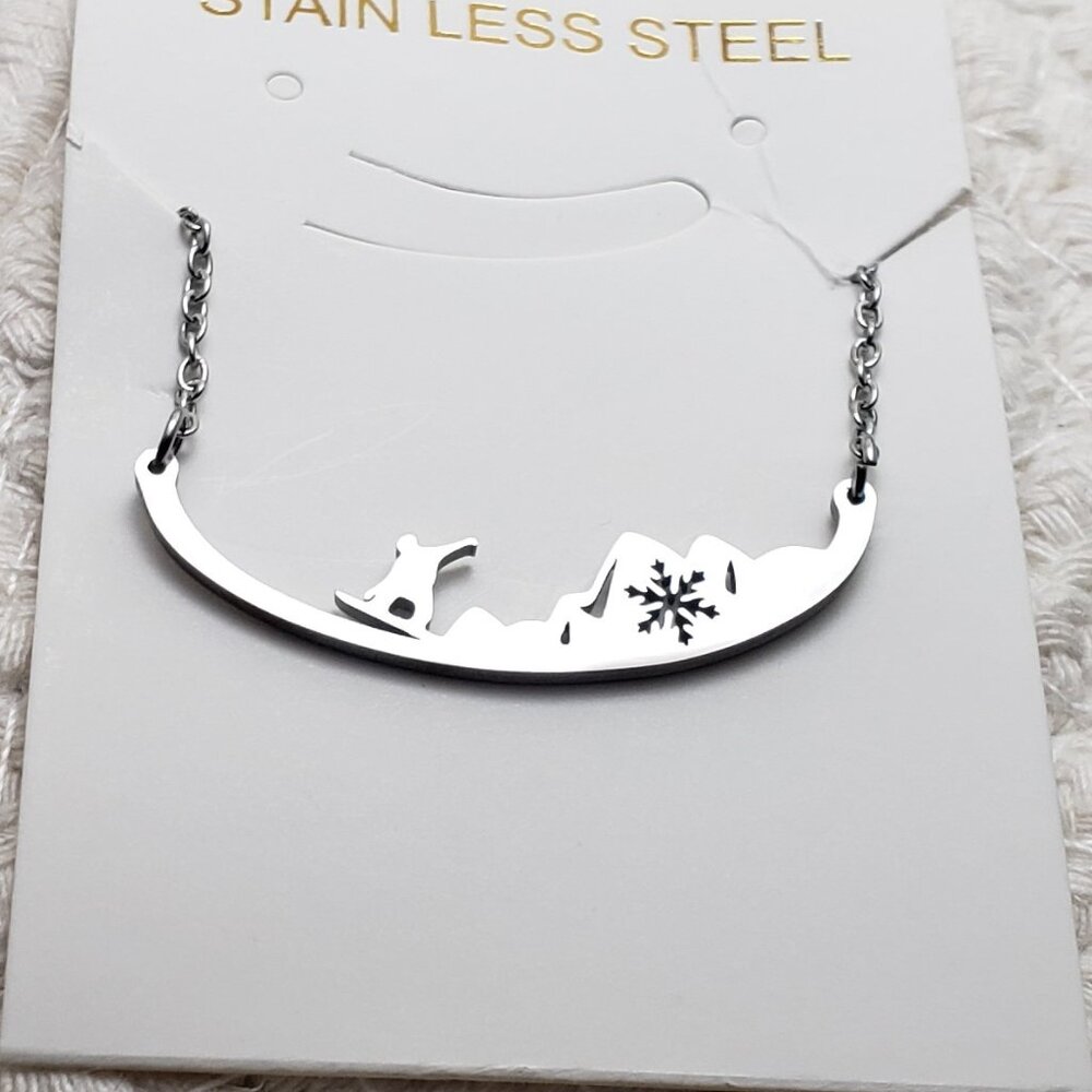 Close 2 UR Heart stainless steel 18 inch necklace sking the slopes